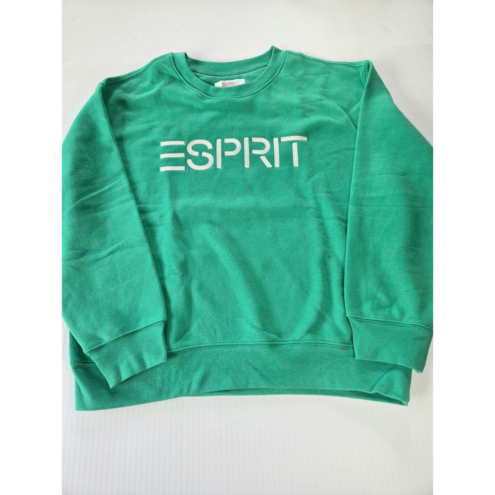 Esprit Green Logo Crewneck Sweatshirt Womens Medium Pullover Long Sleeve